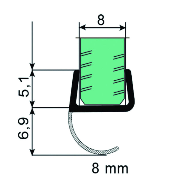 Lateral Sealing Strip with Sealing Lip <h5>Thickness Options From</h5>